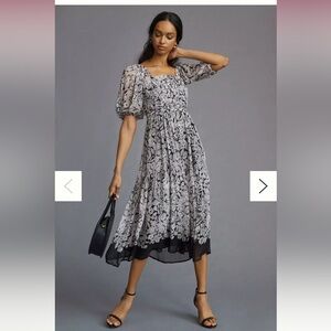 Anthropologie Black and White Long Sleeve Dress